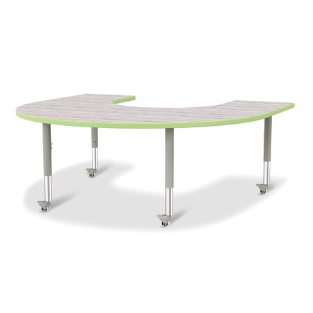 Jonti-Craft Berries Horseshoe Activity Table, 60 in. x 66 in., Mobile, Driftwood Gray/Key Lime/Gray 6445JCM451